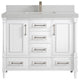 Aberdeen 42 Single Sink Bath Vanity in White 2" Carrara Quartz