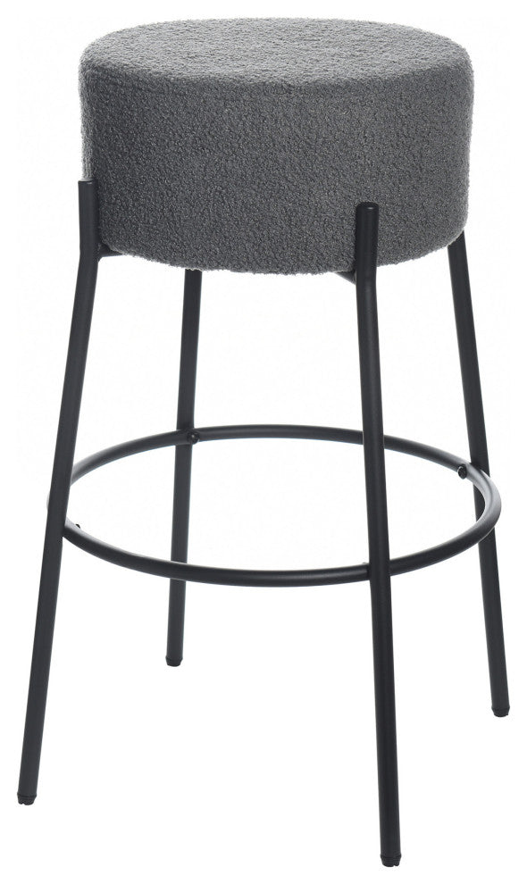 Soloist Bar Stool Slate Grey Boucle Upholstered Cushion