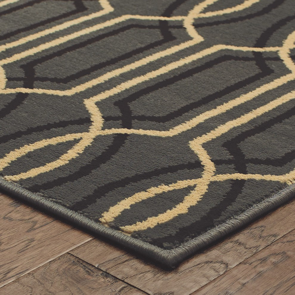 Steadman Interlocking Lattice Blue/Ivory Area Rug, 9'10"x12'10"