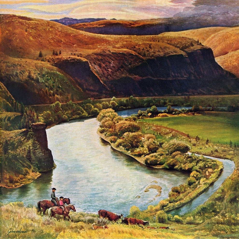 "Yakima River" Painting Print on Wrapped Canvas