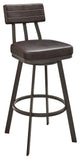 Bejnamin Swivel Bar Stool in Brown Metal with Brown Faux Leather