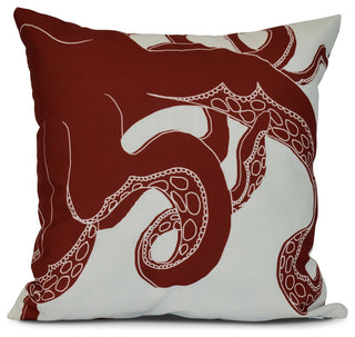 Gus, Animal Print Pillow, Red, 20"x20"
