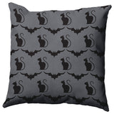 16" x 16" Cats and Bats Decorative Throw Pillow, Steel Gray