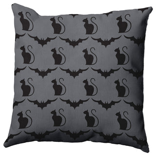 16" x 16" Cats and Bats Decorative Throw Pillow, Steel Gray