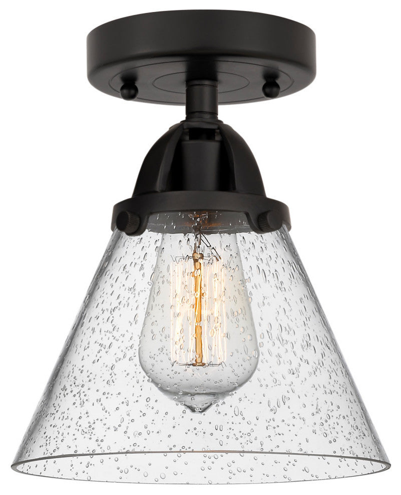Large Cone Semi-Flush Mount, Matte Black, Seedy, Seedy