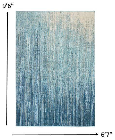 7 x 10 Navy and Light Blue Abstract Area Rug