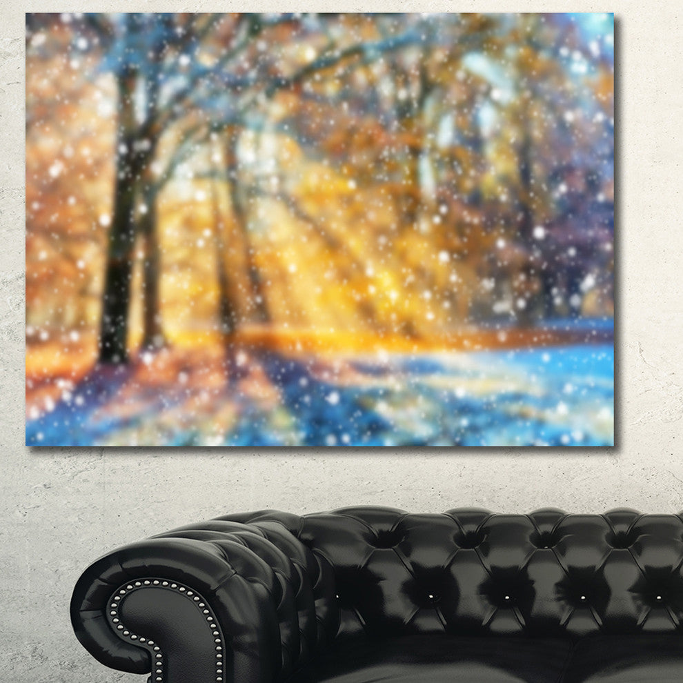 Blur Winter with Snow Flakes, Landscape Canvas Art Print, 60x40