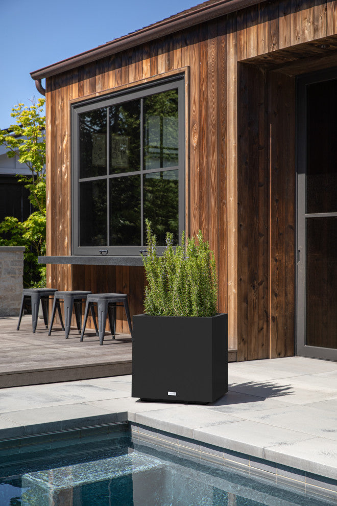 Veradek Block Series Cube Planter, Black, Medium