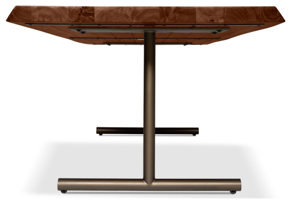 Brooks Dining Table, T Base, 40"x79", Americano Top, Brass Base
