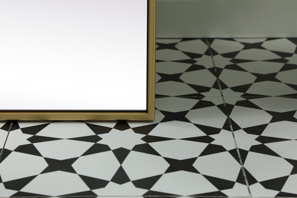 Metal Frame Rectangle Full Length Mirror 36X60 Inch, Brass