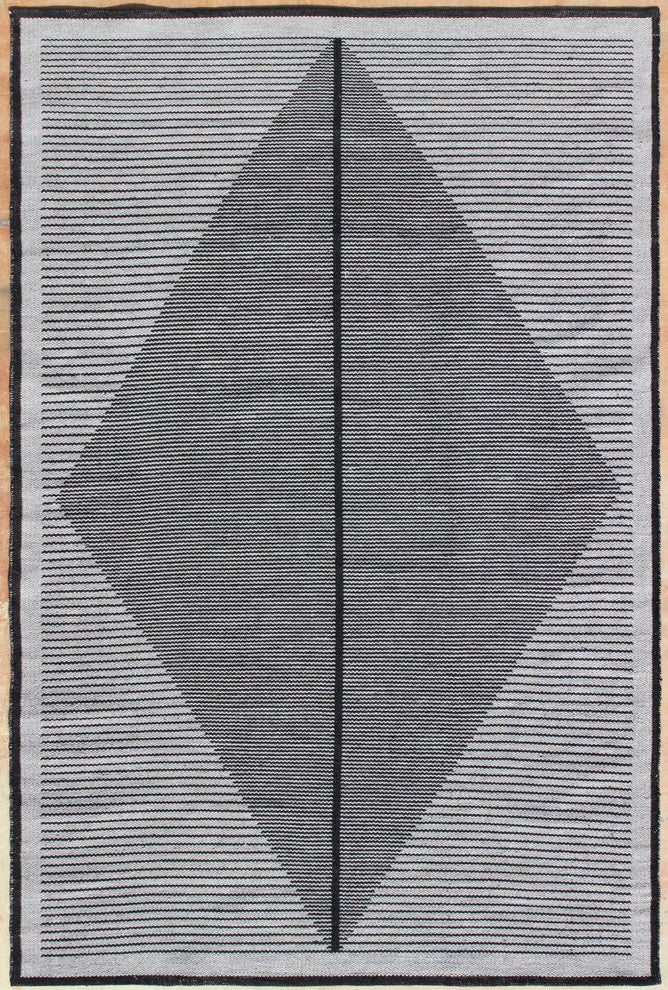 Elyza Handwoven Contemporary Rug, Gray/Black, Rectangular 5'x7'6