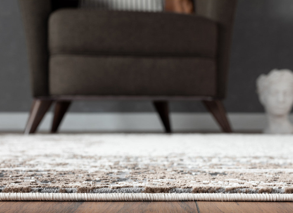 Abani Aspen Collection ASP150A Blue Brown Distressed Abstract Area Rug