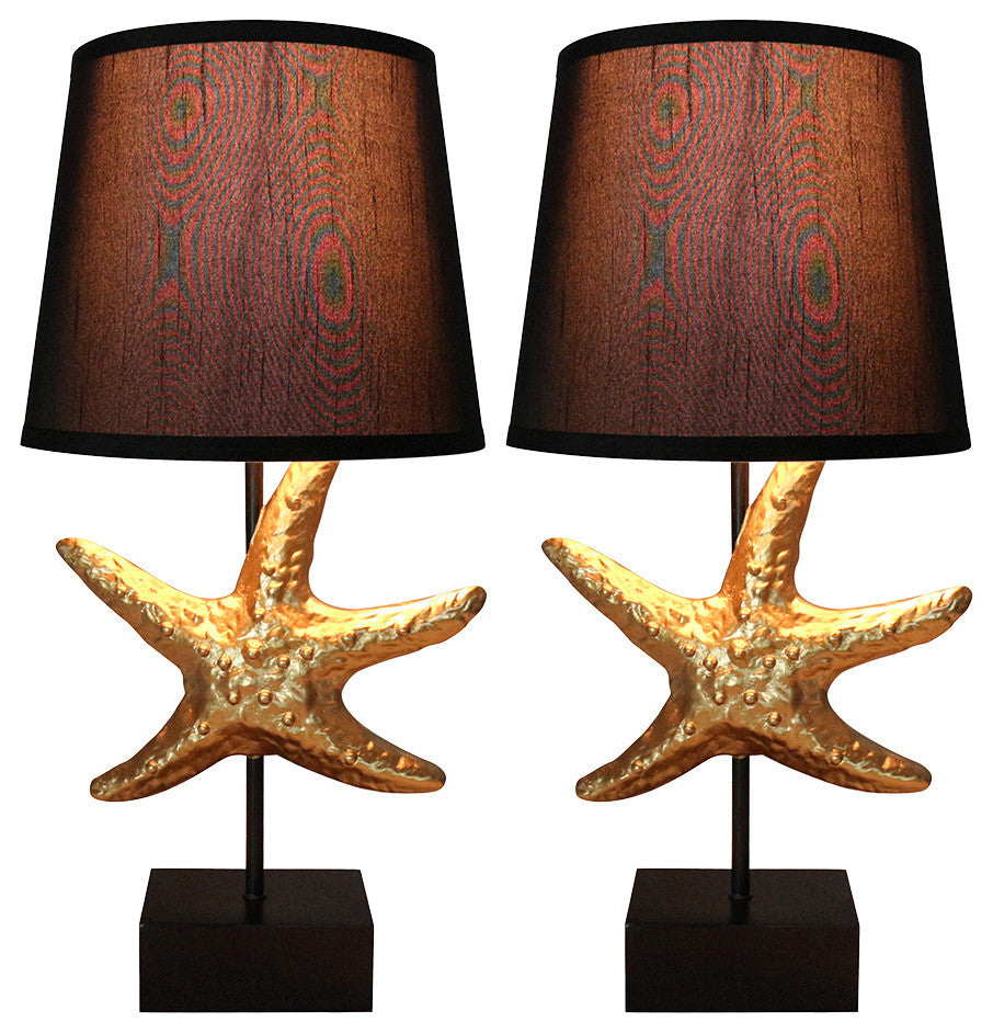 Set of 2 Starfish Table Lamps, Gold