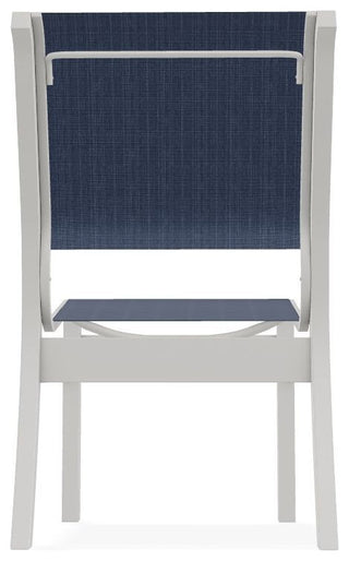 Leeward Sling Stackable Outdoor Dining Chair, Mavi/Snow