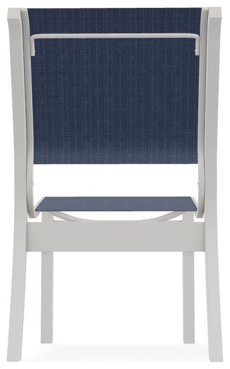 Leeward Sling Stackable Outdoor Dining Chair, Mavi/Snow
