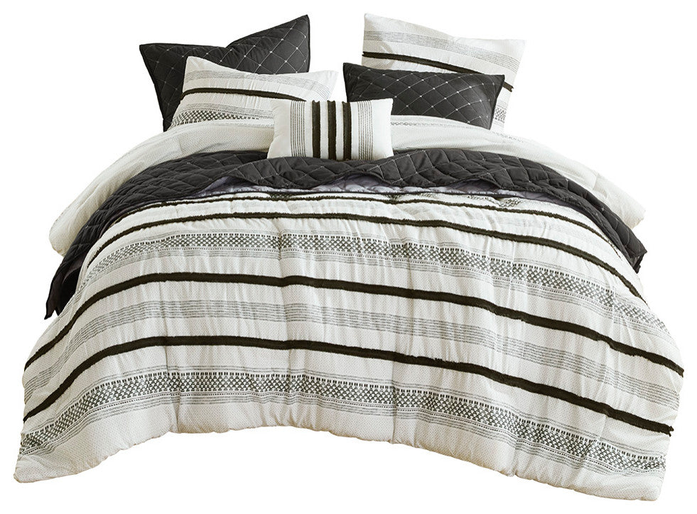 Madison Park Carolina 7 Piece Stripe Comforter and Quilt Set