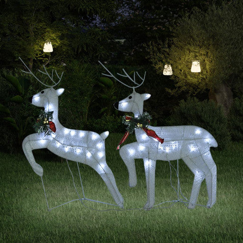 vidaXL Christmas Reindeers 2 Pcs Christmas Lighting Display with 40 LEDs White
