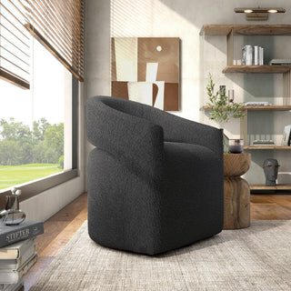 Mindy Boho Boucle Upholstered Swivel Accent Barrel Chair, Gray