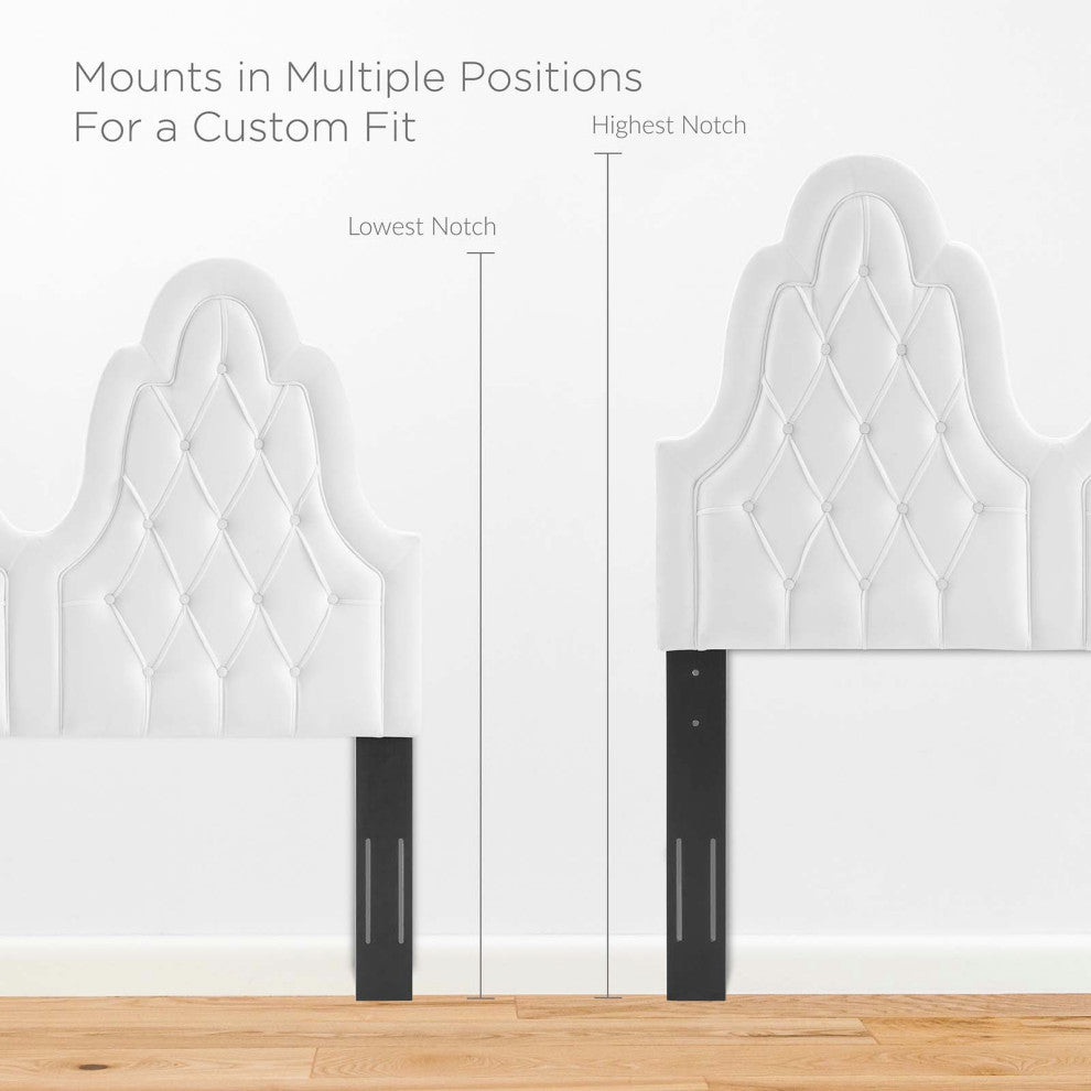Tufted Headboard, Full Queen Size, Velvet, White, Modern Contemporary, Bedroom