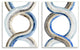Two Dimensional Spiral Helix Brown Blue Abstract Lines,2pc, each 13 x 19