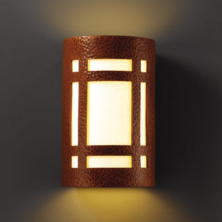Ambiance Small ADA Craftsman Window, Wall Sconce, Hammered Copper, Incandescent