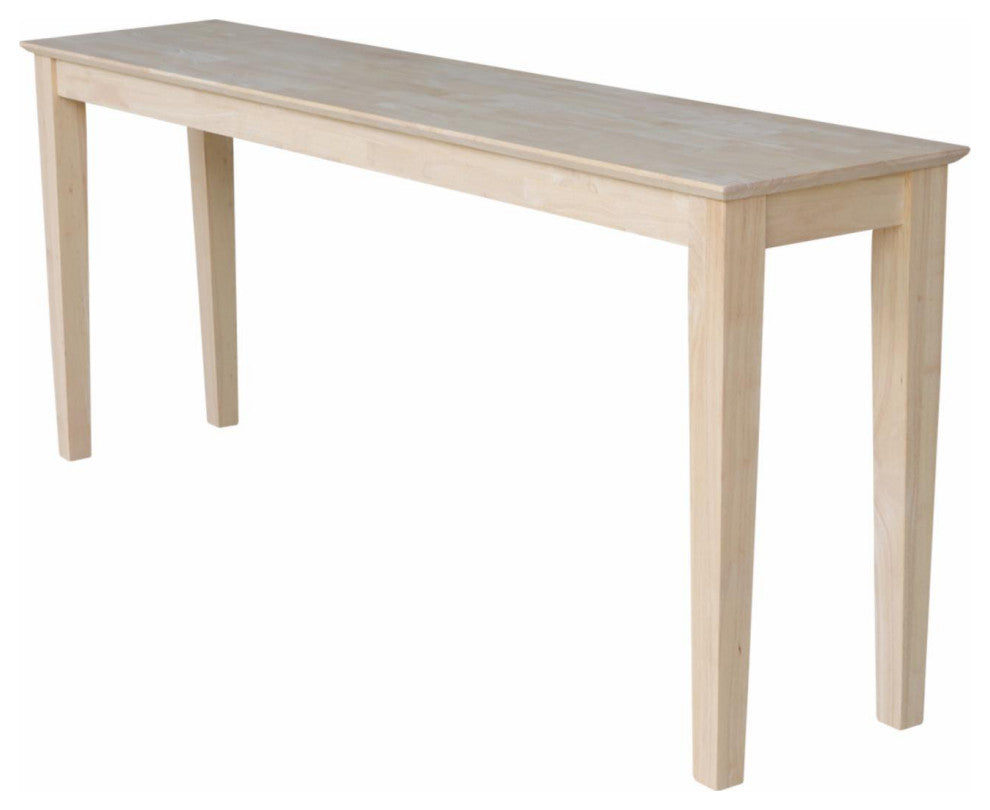Unfinished Console Table with Butcher Block Top & Tapered Legs, 72