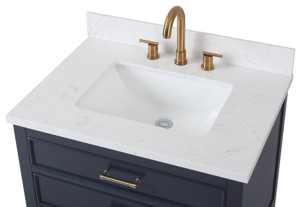 Tennant Brand Single Sink Vanity, Felton, Navy Blue, 30'', Fairy White Quartz
