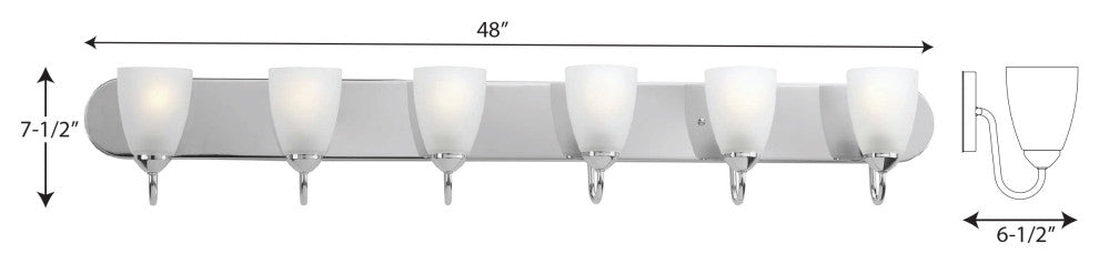 Progress Lighting 6-100W Medium Bath Bracket, Polished Chrome