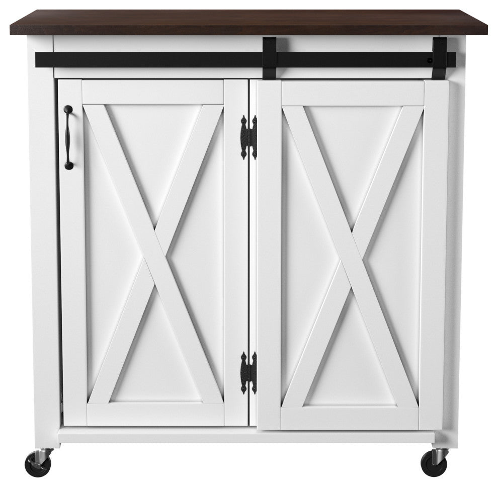 Elliott Barn-Door Kitchen Cart