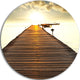 Boardwalk Glowing In Sunlight, Sea Bridge Round Metal Wall Art, 36"