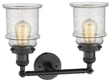 Canton 2-Light Bath Fixture, Seedy Glass, Matte Black