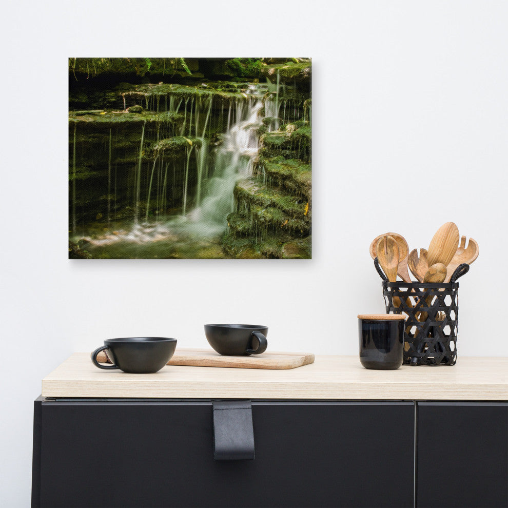 Pixley Falls 1 Rural Waterfall Landscape Photo Canvas Wall Art Print, 16" X 20"