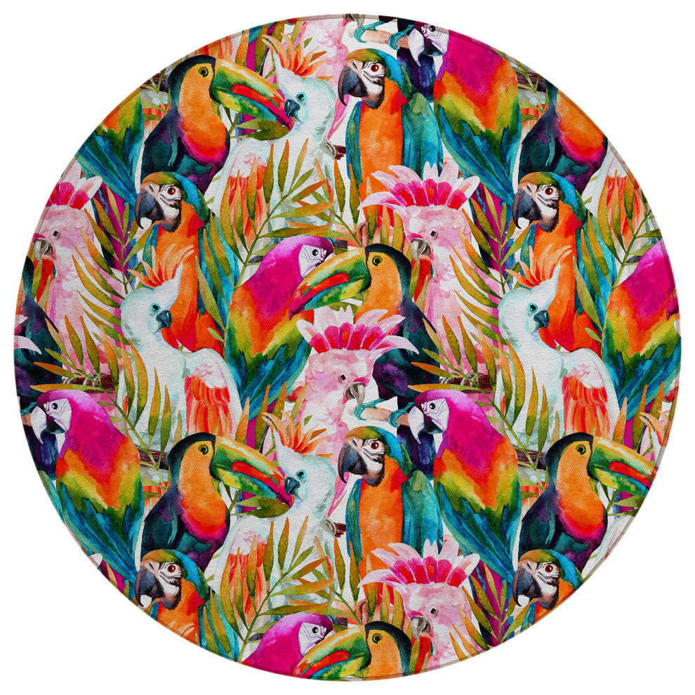 Indoor/Outdoor Tropics TC5 Confetti Machine Washable 8' x 8' Round Rug