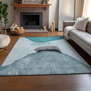 Premium Machine Washable Mayfield AMF547 Teal 9' x 12' Rug