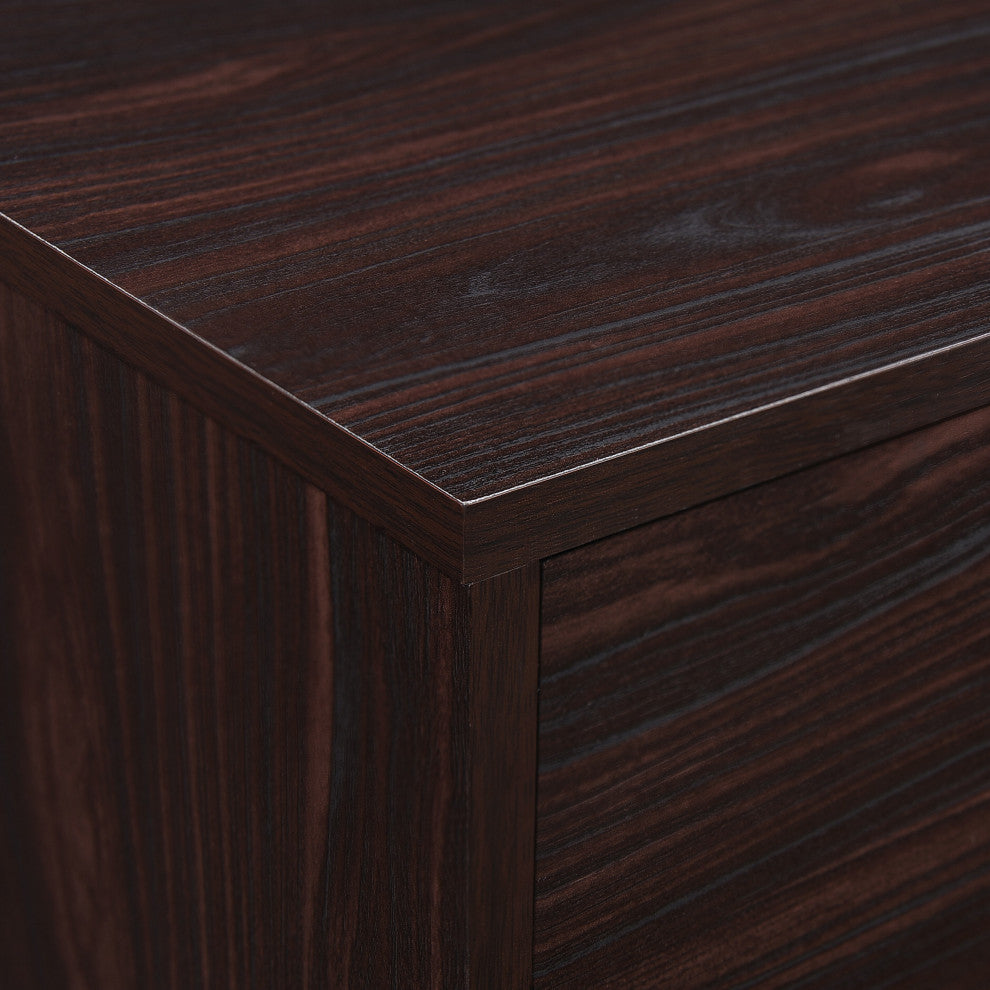 GDF Studio Amal Mid-Century Modern Finished Fiberboard Entertainment Center, Wenge