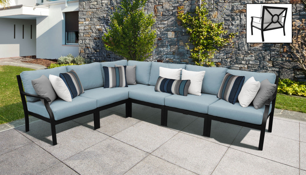 Kathy Ireland Madison Ave. 6 Piece Aluminum Patio Furniture Set, Tranquil