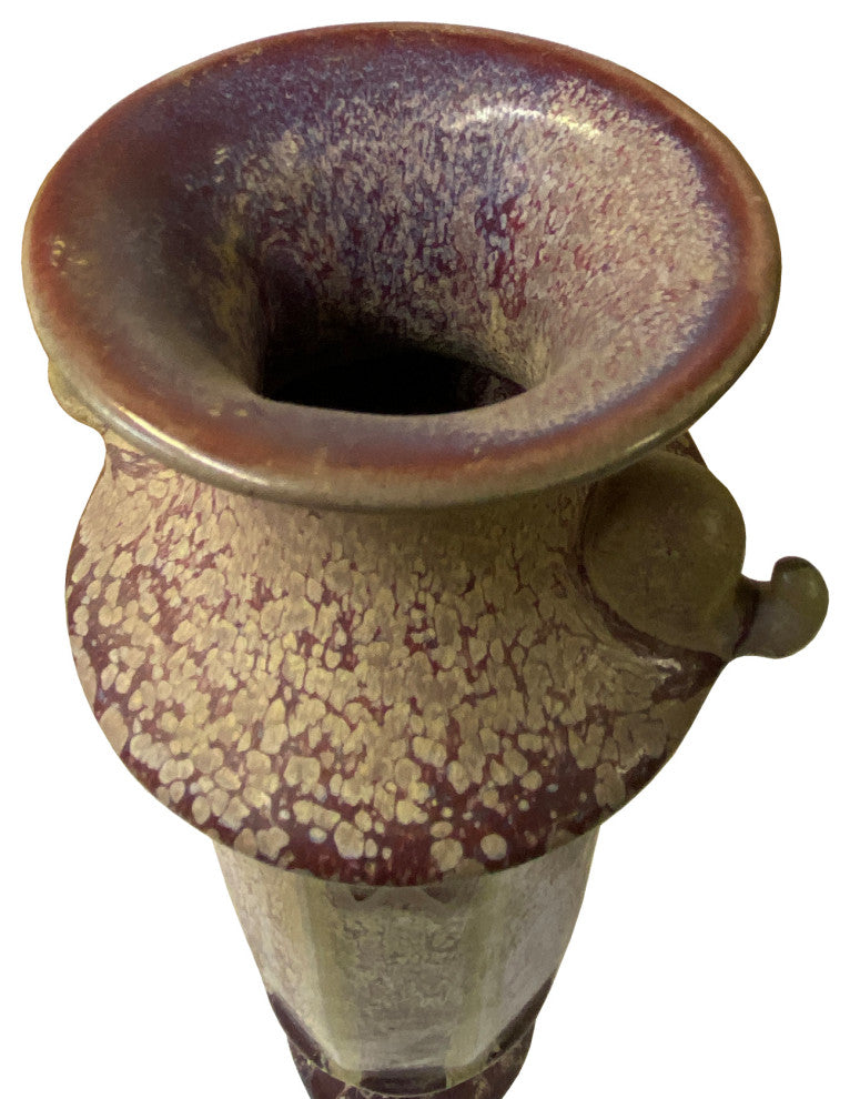 Plum Purple Distressed Ceramic Elephant Head Artistic Narrow Vase Hws1505