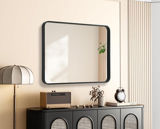 Home Living Contour Metal Rectangle Mirror 27x36, Black