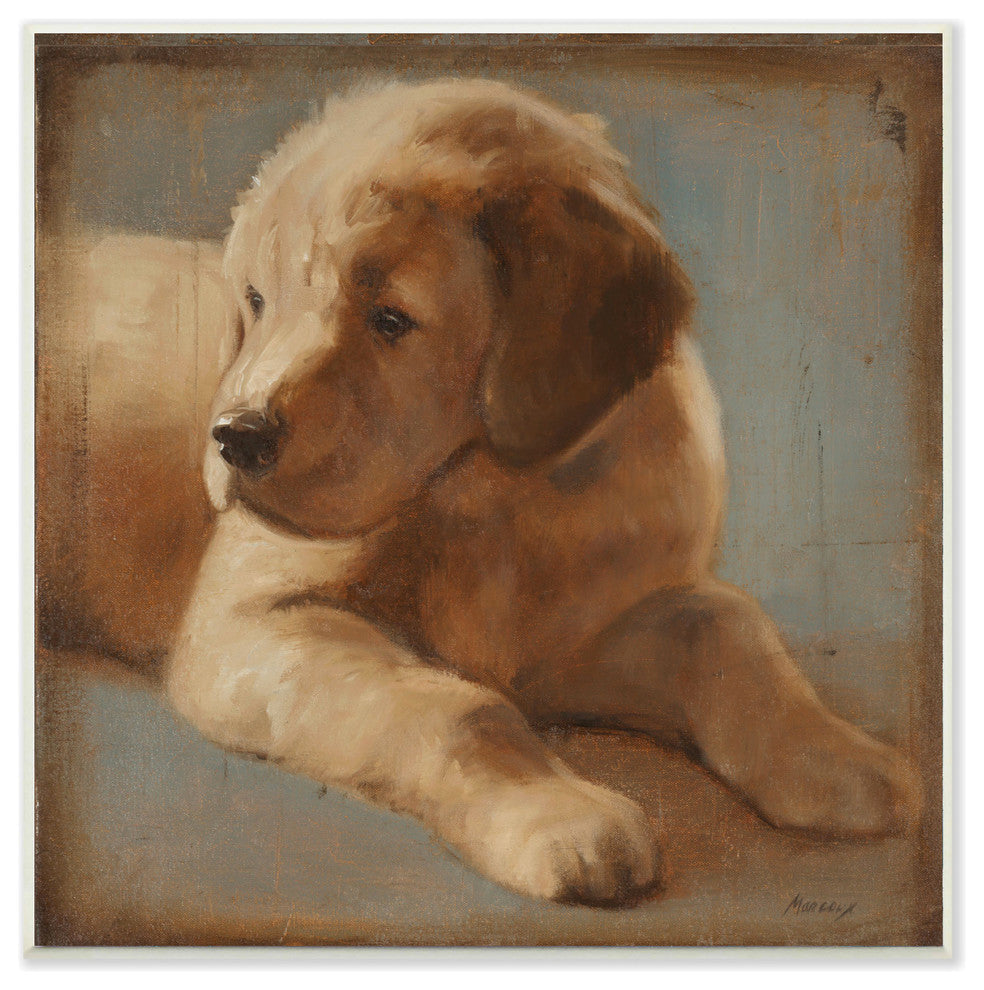 Vintage Golden Puppy Wall Plaque Art, 12x12