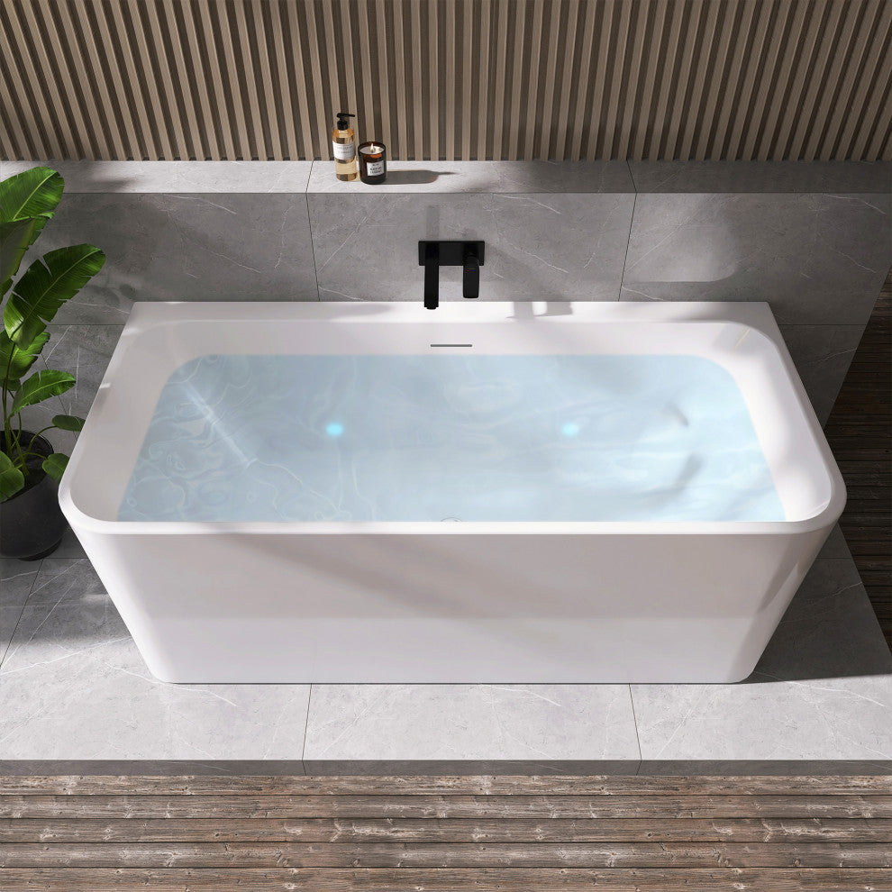 Lilac Flat Bottom Freestanding Acrylic Soaking Bathtub