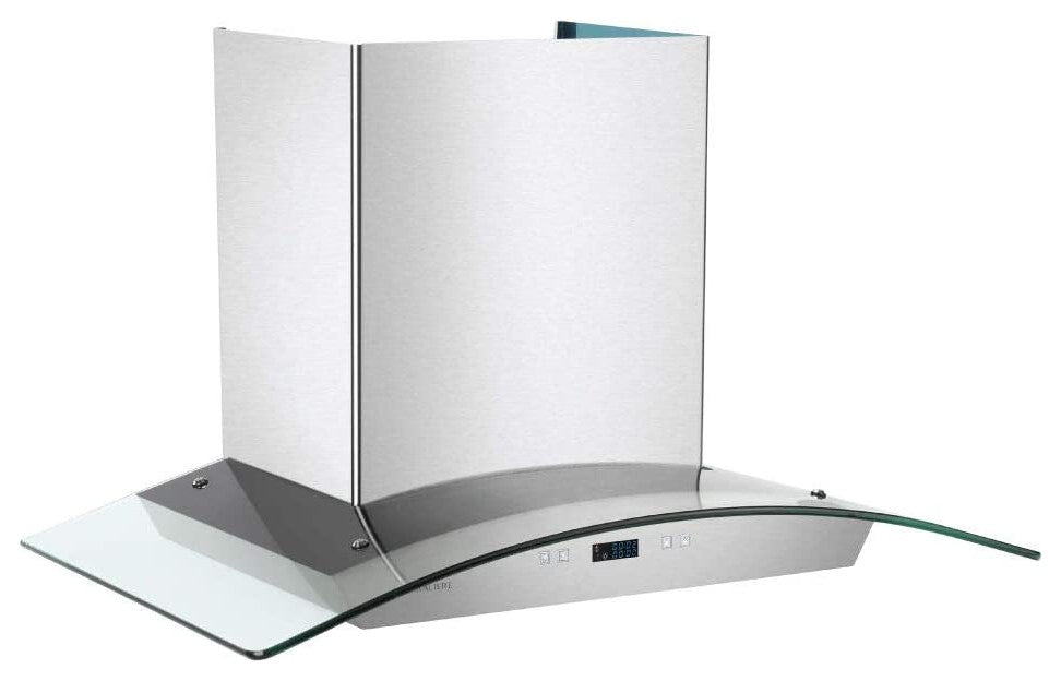 CAVALIERE 30" Glass Canopy Range Hood 900 CFM Brushed Stainless Steel LED