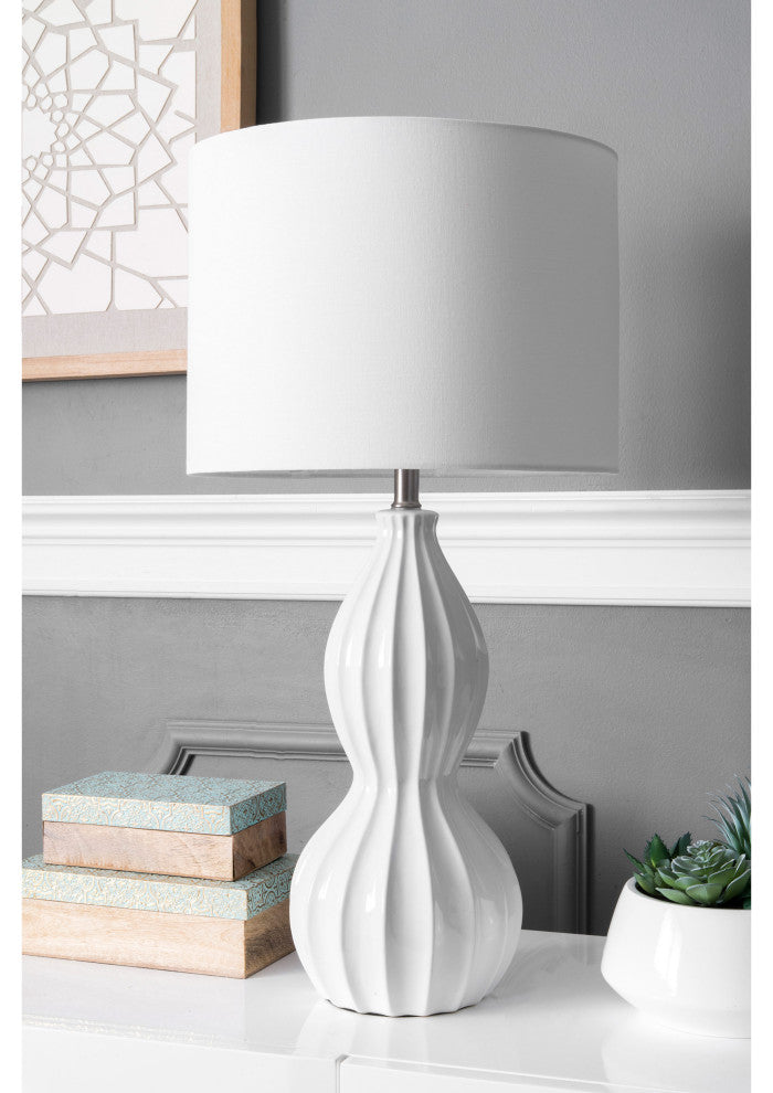 Nuloom 30" Venus Ceramic Linen Shade Table Lamp