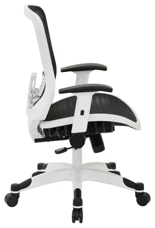 Office Chair, Breathable Seat & Back With Adjustable Lumbar Support, White/Black