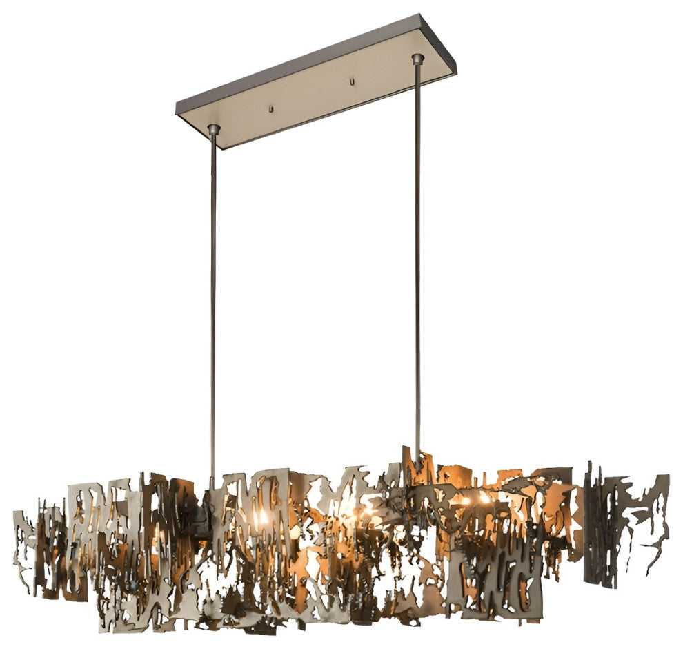 Acquanegra Cremonese | Postmodern Grey/Gold Metal Art Rectangle Chandelier, Golden, L47.2", Warm Light, Dimmable