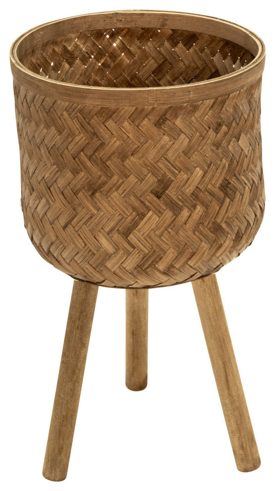 3-Piece Set Bamboo Planters Brown