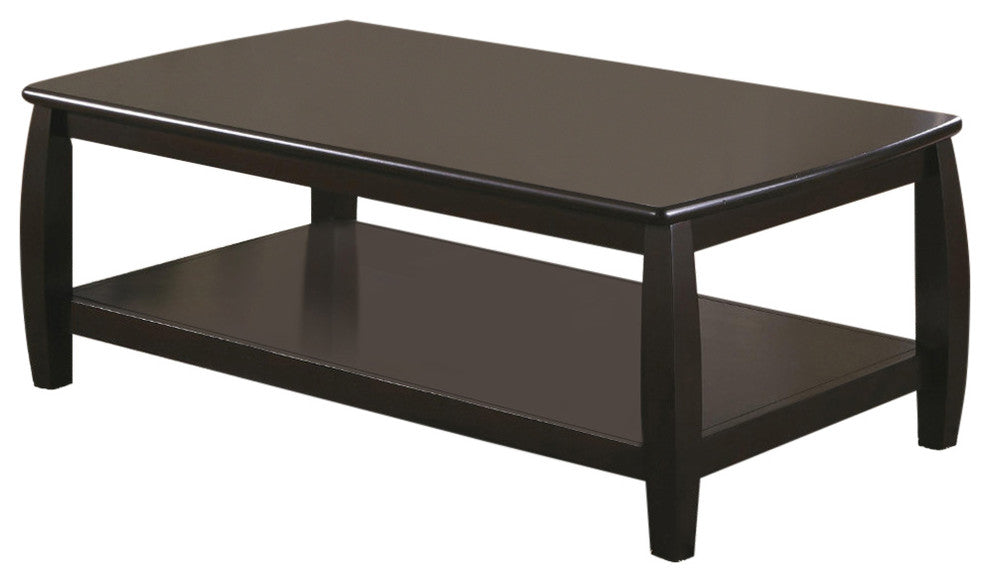 Benzara BM184884 Wooden Coffee Table With Slightly Rounded Shape, Dark Brown
