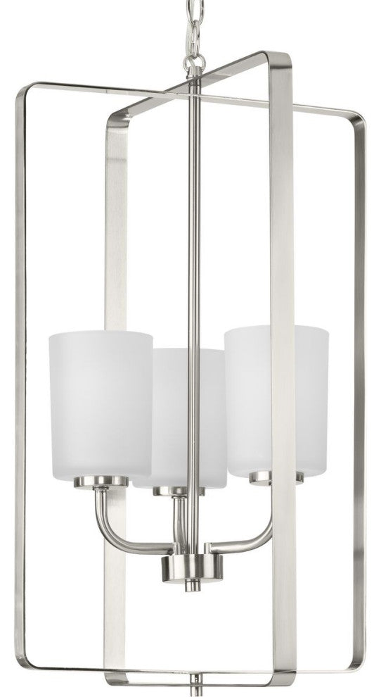 League Collection 3-Light Modern Farmhouse Foyer Chandelier, Brushed Nickel