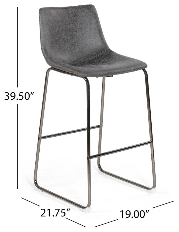 Antonia Modern Microfiber Bar Stool, Slate/Black, Slate/Black