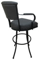 Miami Extra Tall 34" Swivel Metal Bar Stool - Noam Base, Gray Vinyl, Black, 34"