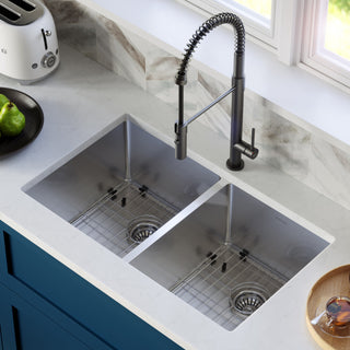 Karran 32" Undermount Double Equal Bowl Stainless Steel Kitchen Sink Kit